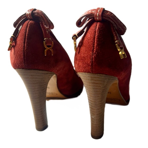 Chloe Rustic Sienna Red Suede Pump Heels Women’s size 6.5 - Picture 2 of 6